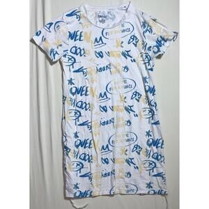 On Fire Women's Drawstring Dress Size 3X Crown Streetwear Graffiti Stylish